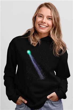 Kuyruklu yıldız Siyah Unisex Hoodie