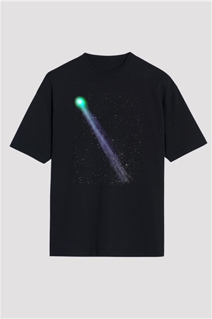 Kuyruklu yıldız Siyah Unisex Oversize Tişört T-Shirt