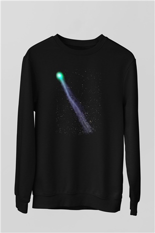 Kuyruklu yıldız Siyah Unisex Sweatshirt