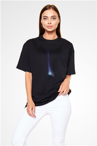 Kuyruklu yıldız Siyah Oversize Tişört Oversize T-shirt - TişörtFabrikası