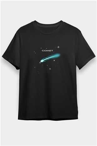 Kuyruklu yıldız Siyah Unisex Tişört T-Shirt - TişörtFabrikası
