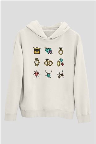Kuyumcu Beyaz Unisex Hoodie