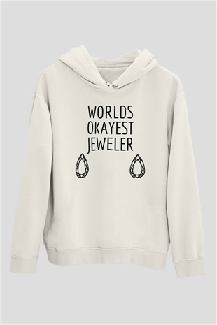 Kuyumcu Beyaz Unisex Kapüşonlu Sweatshirt