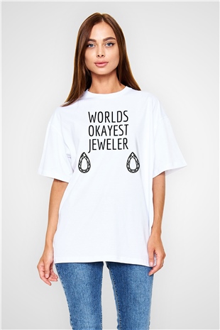 Kuyumcu Beyaz Oversize Tişört Oversize T-shirt - TişörtFabrikası