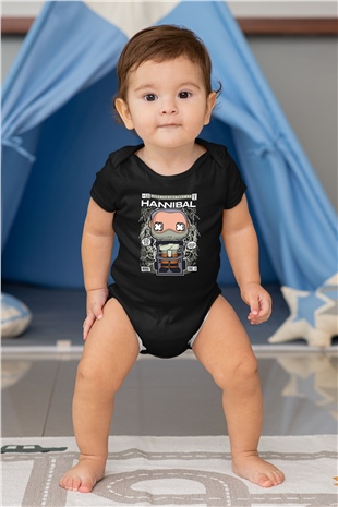 Kuzuların Sessizliği Baskılı Unisex Siyah Bebek Body - Zıbın