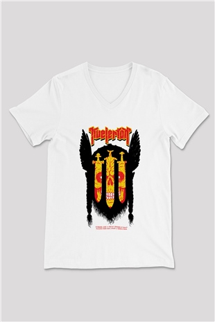 Kvelertak Beyaz Unisex V Yaka Tişört T-Shirt