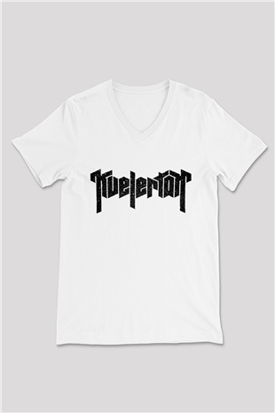 Kvelertak Beyaz Unisex V Yaka Tişört T-Shirt