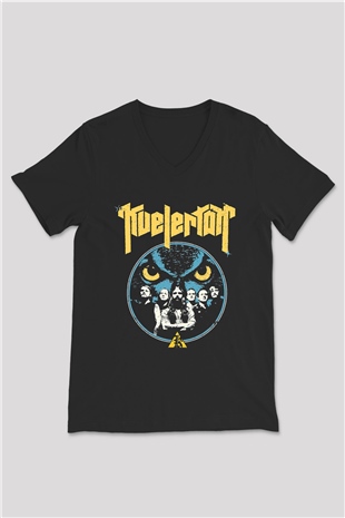 Kvelertak Siyah Unisex V Yaka Tişört T-Shirt