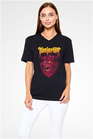 Kvelertak Siyah Unisex V Yaka Tişört T-Shirt