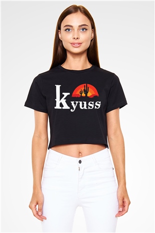 Kyuss Siyah Crop Top Tişört
