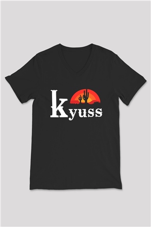 Kyuss Siyah Unisex V Yaka Tişört T-Shirt