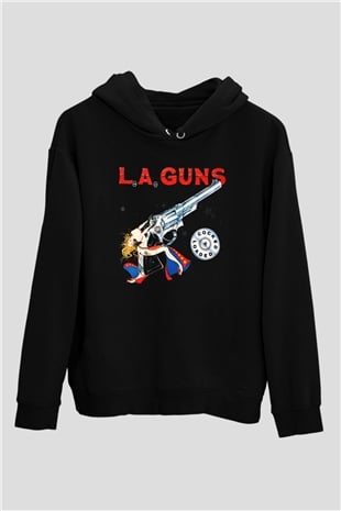 L.A. Guns Siyah Unisex Kapüşonlu Sweatshirt