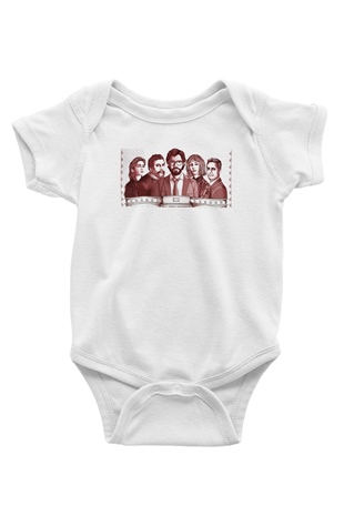 La casa de papel Baskılı Beyaz Unisex Bebek Body - Zıbın