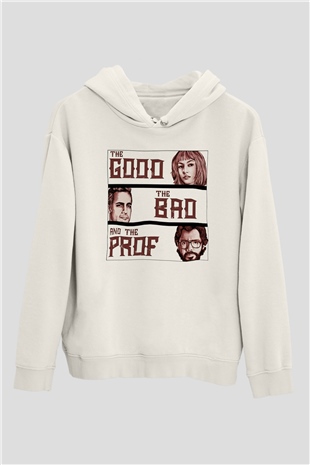 La casa de papel Beyaz Unisex Kapşonlu Sweatshirt