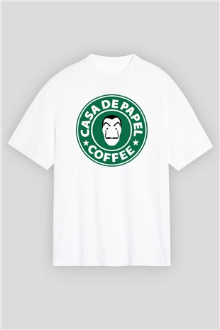 La casa de papel Beyaz Unisex Oversize Tişört T-Shirt