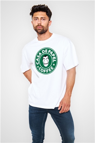 La casa de papel Beyaz Unisex Oversize Tişört T-Shirt