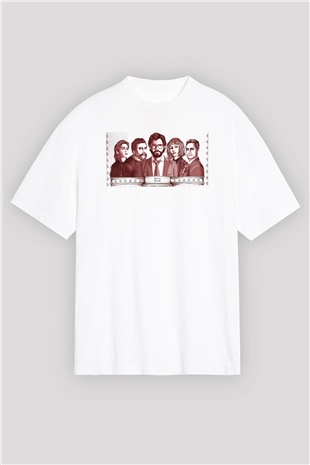 La casa de papel Beyaz Unisex Oversize Tişört T-Shirt