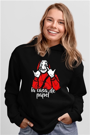 La casa de papel Siyah Unisex Hoodie