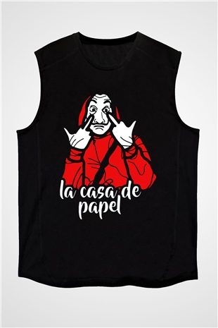 La casa de papel Siyah Unisex Kolsuz Tişört