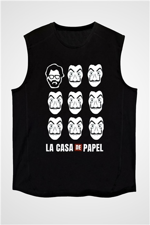 La casa de papel Siyah Unisex Kolsuz Tişört