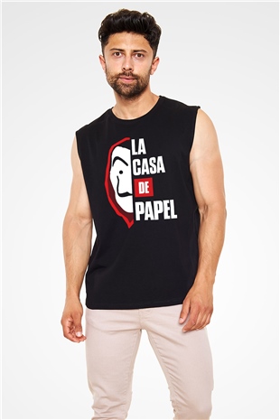 La casa de papel Siyah Unisex Kolsuz Tişört