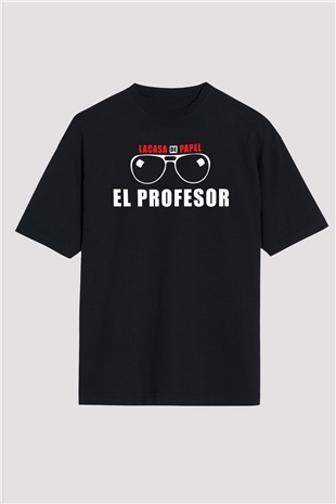 La casa de papel Siyah Unisex Oversize Tişört T-Shirt