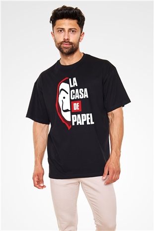 La casa de papel Siyah Unisex Oversize Tişört T-Shirt