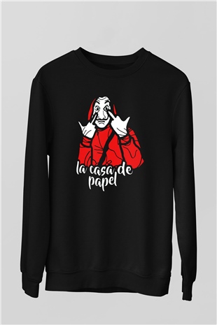La casa de papel Siyah Unisex Sweatshirt