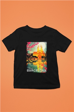 La Sagrada Familia Baskılı Siyah Unisex Çocuk Tişört