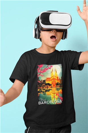 La Sagrada Familia Baskılı Siyah Unisex Çocuk Tişört