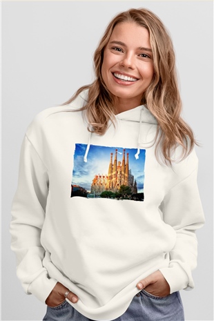 La Sagrada Familia Beyaz Unisex Hoodie