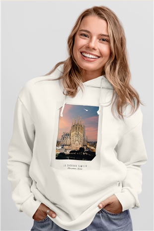 La Sagrada Familia Beyaz Unisex Hoodie