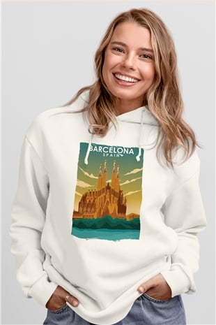 La Sagrada Familia Beyaz Unisex Hoodie