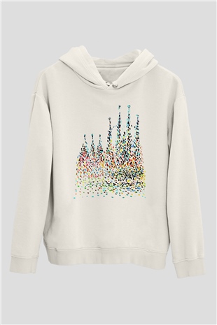 La Sagrada Familia Beyaz Unisex Kapşonlu Sweatshirt