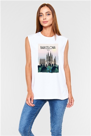 La Sagrada Familia Beyaz Unisex Kolsuz Tişört