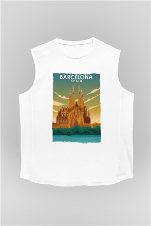 La Sagrada Familia Beyaz Unisex Kolsuz Tişört