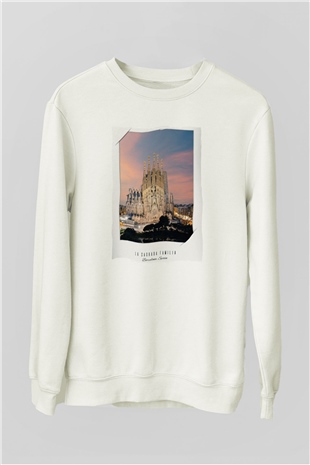 La Sagrada Familia Beyaz Unisex Sweatshirt
