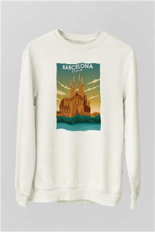 La Sagrada Familia Beyaz Unisex Sweatshirt