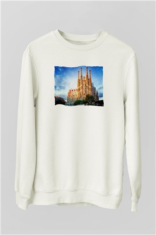 La Sagrada Familia Beyaz Unisex Sweatshirt