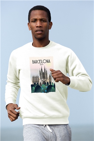 La Sagrada Familia Beyaz Unisex Sweatshirt