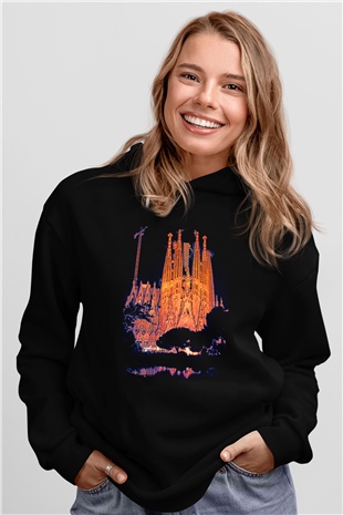 La Sagrada Familia Siyah Unisex Hoodie