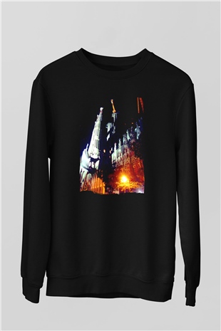 La Sagrada Familia Siyah Unisex Sweatshirt