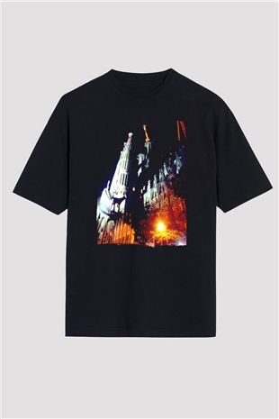 La Sagrada Familia Siyah Oversize Tişört Oversize T-shirt - TişörtFabrikası