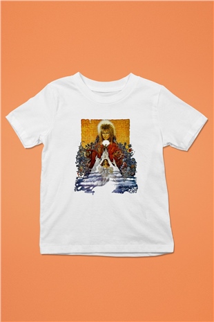 Labyrinth Baskılı Beyaz Unisex Çocuk Tişört