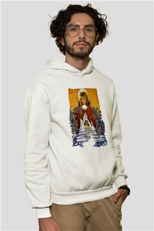 Labyrinth Beyaz Unisex Kapşonlu Sweatshirt