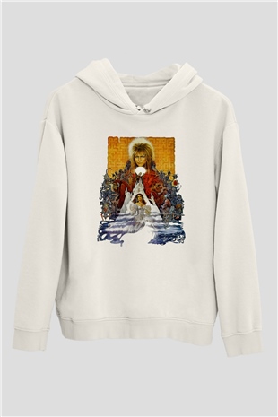 Labyrinth Beyaz Unisex Kapşonlu Sweatshirt