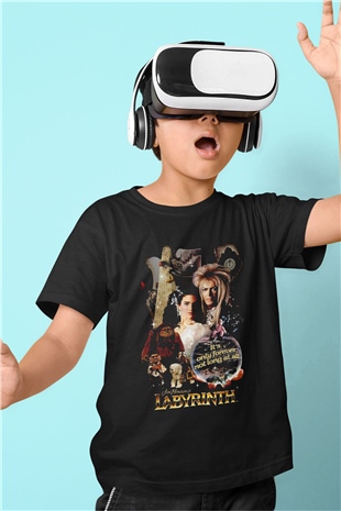 Labyrinth Siyah Unisex  Çocuk Tişört