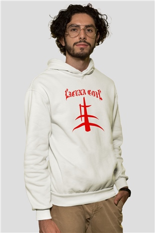 Lacuna Coil Beyaz Unisex Kapşonlu Sweatshirt