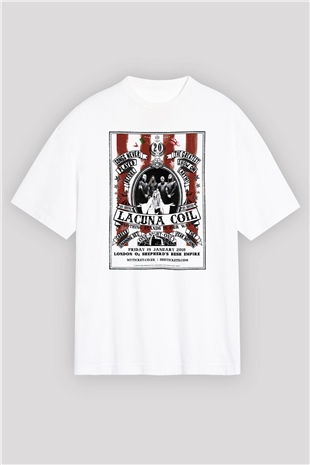Lacuna Coil Beyaz Unisex Oversize Tişört T-Shirt