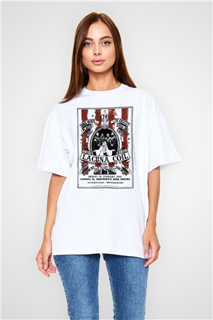 Lacuna Coil Beyaz Unisex Oversize Tişört T-Shirt